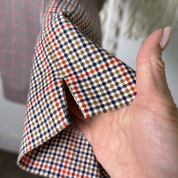 Boden Cotton Blend Ankle Crop Ponte Knit Trouser in Red Navy Tan Plaid Size 6R - Picture 9 of 11